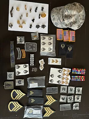 LOT Of Military Patches Pins Ranks Awards Tabs Etc. AIR FORCE ARMY Penny • $0.01