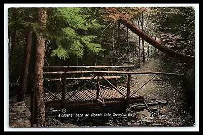 Scranton PA Moosic Lake At Lovers Lane Wooden Bridge Postcard       Pc249 • $9