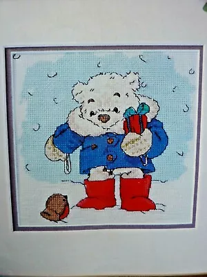 4499]X Stitch-Lickle Ted Bear Snow Robin Present • £1.40