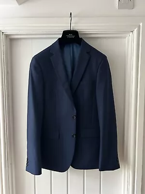 Moss Bros London Mens Blue Skinny Fit 3 Piece Suit Jacket Trousers Waistcoat • £50