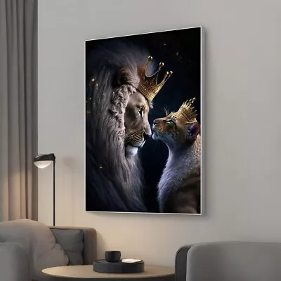 King & Queen Lion Couple Canvas Unframed Print Art • $18.72