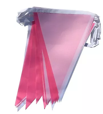 Light Pink And White 25 Flag 10m Fabric Bunting Gender Reveal Baby Shower  • £5.99