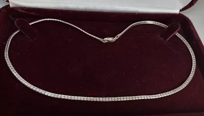 Sterling Silver Italy Flat Snake Choker Necklace 16.5  L  Stamped 925 Italy • $15.99