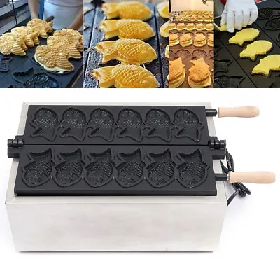 Electric Fish Shaped Taiyaki Waffle Machine Commercial Cake Baking Making Maker • £499.99