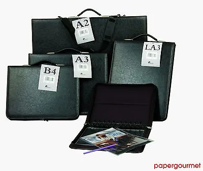 Art Portfolio Ring Binder Mechanism LEATHER Look (A2 A1) Ref.P39 With Strap • £54.99