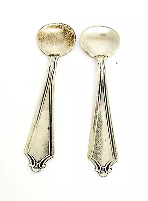 A SET OF 2 STERLING  MANCHESTER ABRAHAM LINCOLN SALT SPOONS 2 5/8  NO MONO  B7 • $39