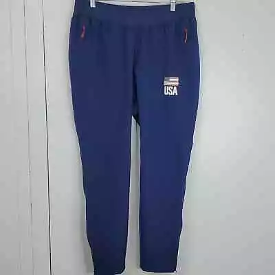 Adidas USA Volleyball Pants Ankle Blue Flag Pull On Elastic Waist Womens XL New • $33.25