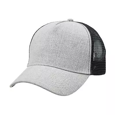 Adults Plain Heather Mesh Trucker Cap | 5 Panels Unisex Urban Headwear • $18.90