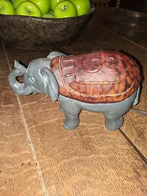 Vtg Cheyenne Elephant Lamp Tortoise Amber Glass Shade Grey Elephant *Works* • $36.99