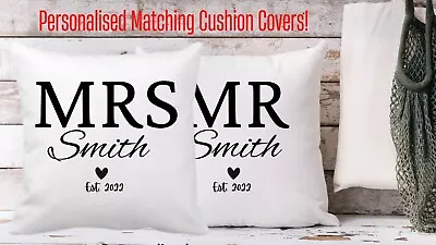 Personalised Pillowcase Cushion Cover 2 Pack Mr And Mrs Any Name Custom Gift • £9.99