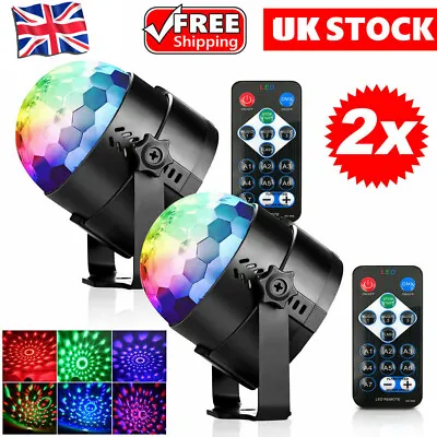 £17.99 • Buy 2X Disco Magic Ball Light LED Party RGB Rotating Club DJ Stage Lights +Remote
