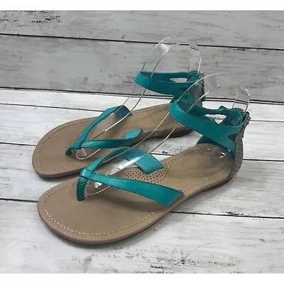 UGG Australia Size 7 Sandals Flip Flop Blue Back Zipper NEW Teal • $44.99