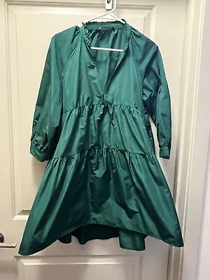 $25.80 • Buy Zara Emerald Green Two Tiered 3/4 Sleeve Dress With Pockets Size M