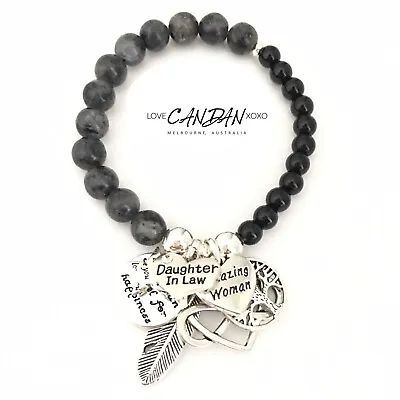 Love You Daughter Inlaw Infinity Heart Angel Feather Friendship Charm Bracelet • $24.95