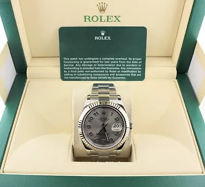 2010 Rolex Datejust 116334 Silver Arabic Dial WG Bezel SS Oyster No Papers 41mm • $8800