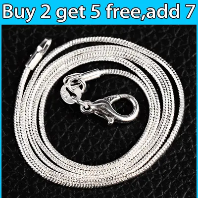 925 Sterling Silver Stamp Shiny Snake Chain Necklace For Women Ladies Girls Gift • £2.79