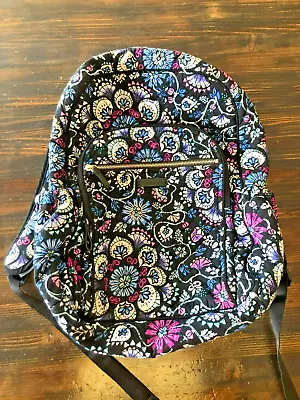 Vera Bradley Iconic Campus Quilted Backpack Flower Design Cotton Zippered • $22.75