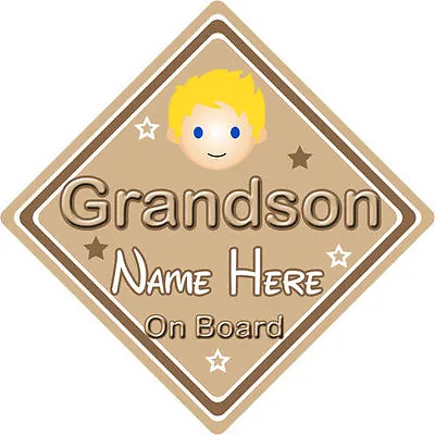 £3.99 • Buy Baby On Board Car Sign ~ Grandson On Board ~ Blonde - Personalised 