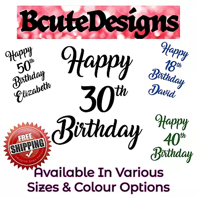 Happy Birthday Any Age / Name Personalised Vinyl Decal Transfer Sticker • £2.89