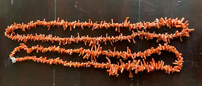 2 VTG Mediterranean Coral Natural Necklaces Beaded Branches • $75