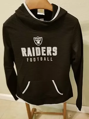 Oakland Raiders Hooded Long Sleeve T-Shirt Black/Silver M Medium • $19.99