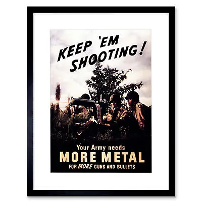 £24.99 • Buy War WWII USA Metal Gun Bullets Poster Framed Wall Art Print 12X16 In