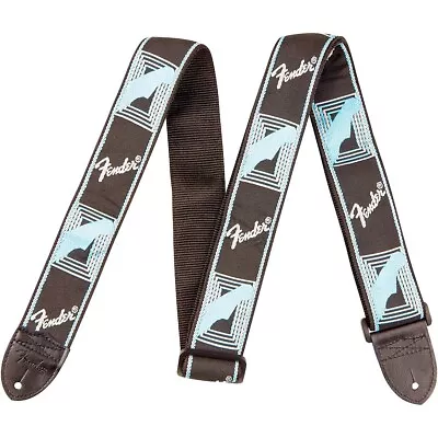 Fender 2  Monogrammed Guitar Strap Black Light Gray And Metallic Blue • $19.99