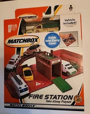 Matchbox 1:64 Scale FIRE STATION TAKE-ALONG PLAYSET CARRY CASE W/ 1 Vehicle NEW • $24.98