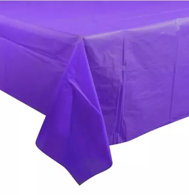 54  X 108  Tablecloth Rectangle Plastic Banquet Table Cover Vinyl Purple X Set 3 • $10.02