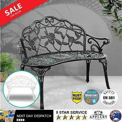 Garden Bench Outdoor Patio Chair Park Vintage Seat Cast Aluminium Weatherproof • $160.65