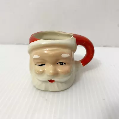 Vintage Miniature Ceramic Winking Santa Claus Face Christmas Mug Cup Japan TG&Y • $16