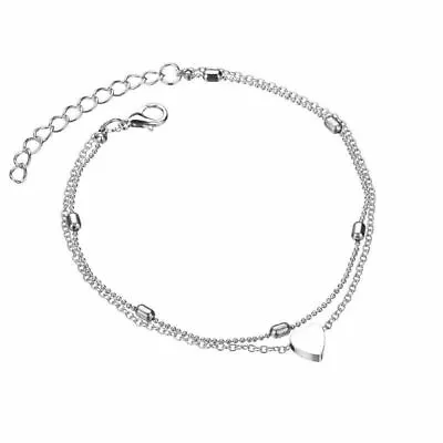 Women Ankle Bracelet 925 Sterling Silver/Gold Foot Chain Beach Beads Jewelry • £1.99