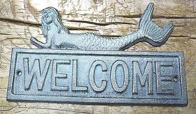 Cast Iron MERMAID WELCOME Plaque Sign Nautical Wall Pool Decor BOAT HOUSE  • $5.99