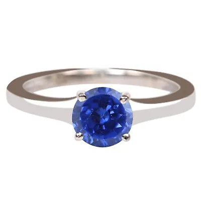 14KT White Gold 1.50Ct Round Shape Natural Blue Tanzanite Women's Ring • £246.50