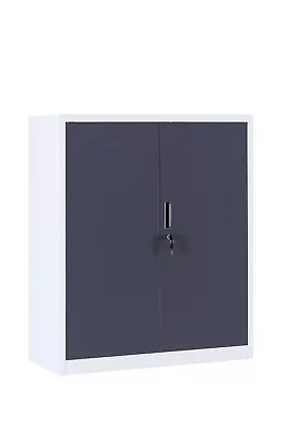 Metal Storage Cabinet 2 Shelf 2 Door Locking Office Garage Storage 41  Tall • $99