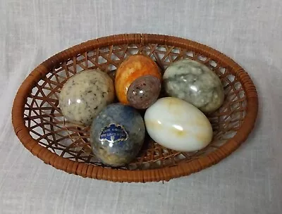 Alabaster Marble Eggs Hand Carved Italy - Lot Of 6 • $20