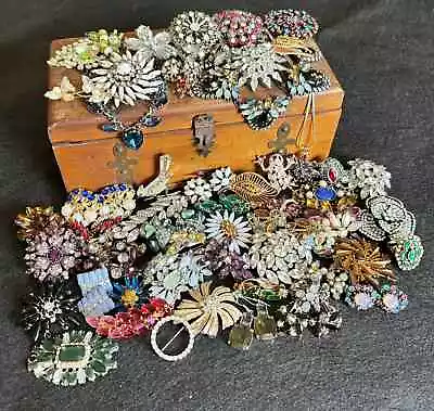 Massive Antique Rhinestone Brooch And Earring Collection Investment High Value • $99.95