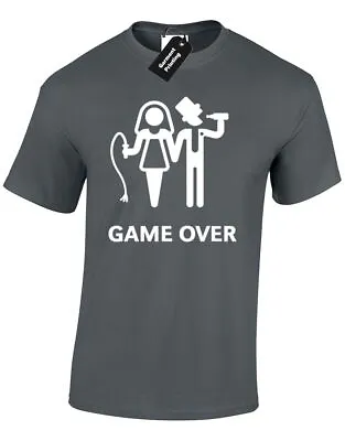 Game Over Mens T Shirt Funny Bride Groom Amusing Wedding Novelty Gift Top • £8.99