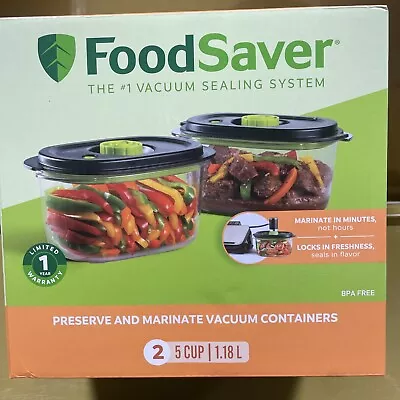 2 FOODSAVER 5-cup Vacuum Seal Container Preserve Marinate Set With Lids • $33.99