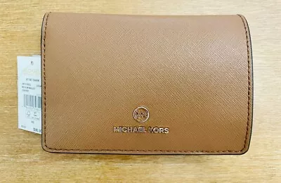 Nwt Michael Kors Jet Set Charm Md Slim Leather Wallet Mk Signature Brown • $75.99