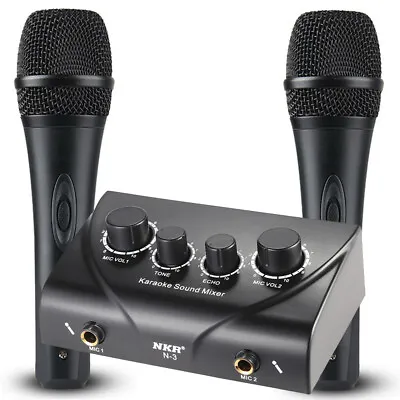$34.88 • Buy Karaoke Sound Mixer 2 Mic Echo Microphone Pre-amplifier For Home Theatre System