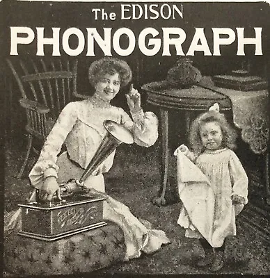 Sept.1903 EDISON PHONOGRAPH Vtg Print Ad~Pretty Lady/Woman W/Little Girl Dancing • $9.95
