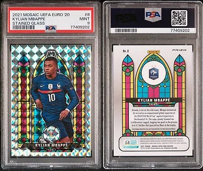 2020-21 Mosaic UEFA Euro KYLIAN MBAPPE Stained Glass SSP #8 PSA 9 RARE • £650