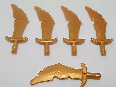 Lego Lot Of 5 Pearl Gold Minifig Weapon Sword Scimitar With Nicks W#2 • $3.02
