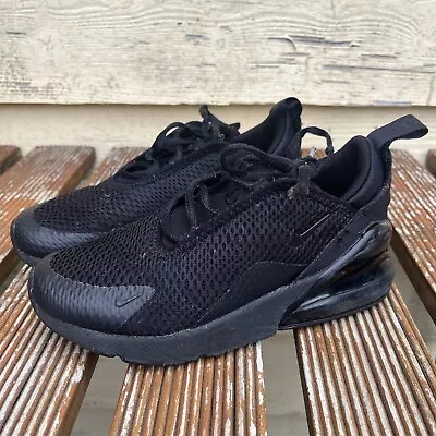 Boys Nike Shoes Air Max 270 Triple Black Runners Sneakers Kids Children’s • $0.99