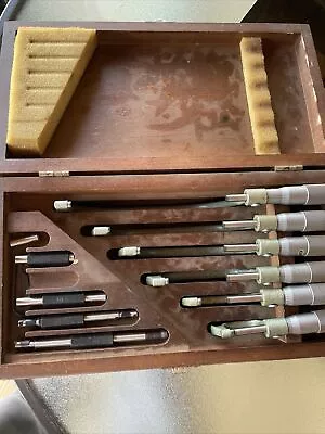 Poland Outside Micrometer Set 0-6  W/ Standards & Wood Box *MADE IN USA* Tools • $100