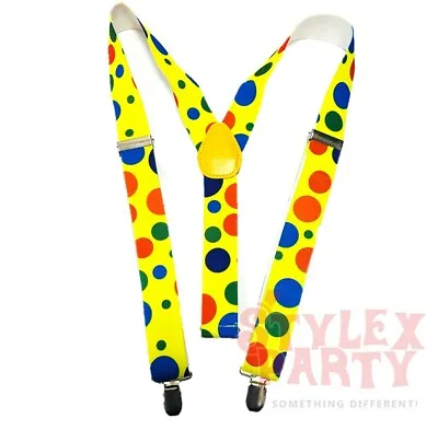 Clown Braces Gay Pride Fancy Dress Costume Suspender Unisex Trouser Adjustable  • £3.99
