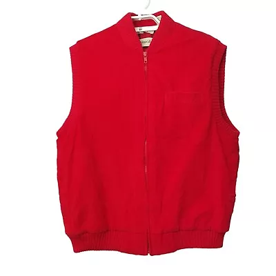 Vtg St Johns Bay Mens Medium Full Zip Corduroy Vest Insulted Lined Outdoor Red • $29.97