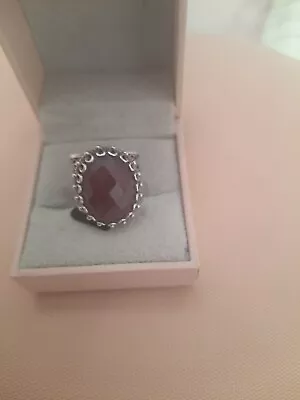 Ottoman Turkish Silver Ring Bought From QVC  Size L. Large Ruby In Centre Vgc  • £25