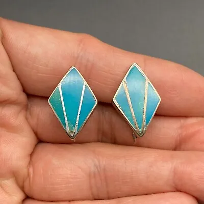 Vintage Zuni Turquoise Sterling Silver Screw Back Earring • $135